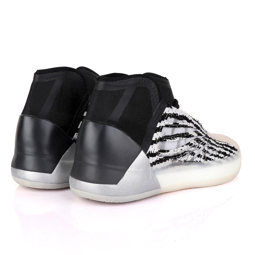 Adidas Yeezy Basketball Quantum Black and White Sneakers - Obeezi