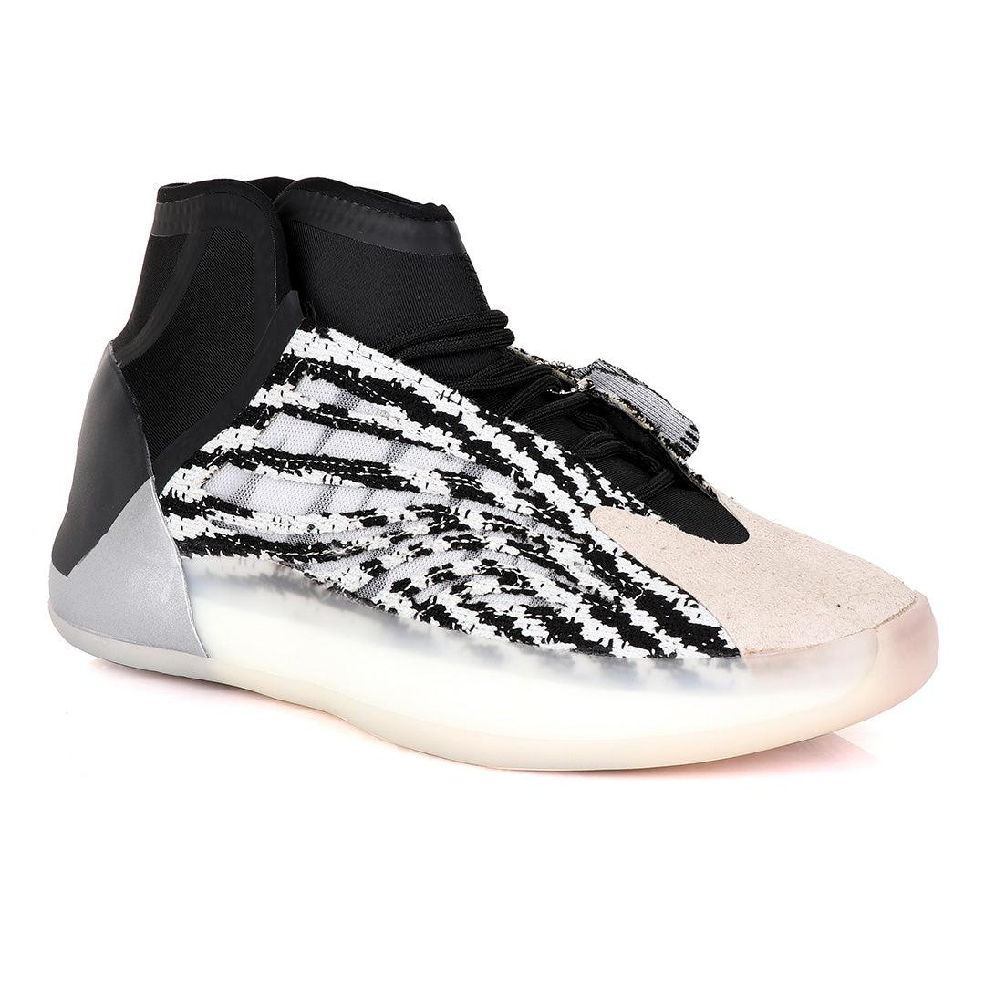 Adidas Yeezy Basketball Quantum Black and White Sneakers - Obeezi