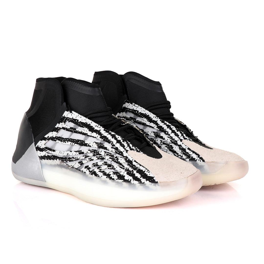 Adidas Yeezy Basketball Quantum Black and White Sneakers - Obeezi