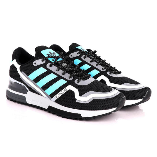 Adidas ZX 750 HD Black And Sky Blue Sneakers - Obeezi