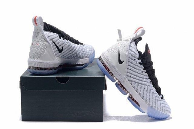Advanced Design Lebron 16 White Black Men's Basketball Shoes - Obeezi