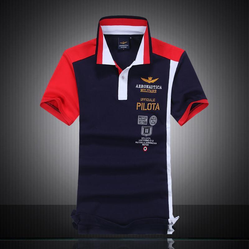 Aeronautica Militare Pilot Short Sleeve Shirt Polo-Navy-blue - Obeezi