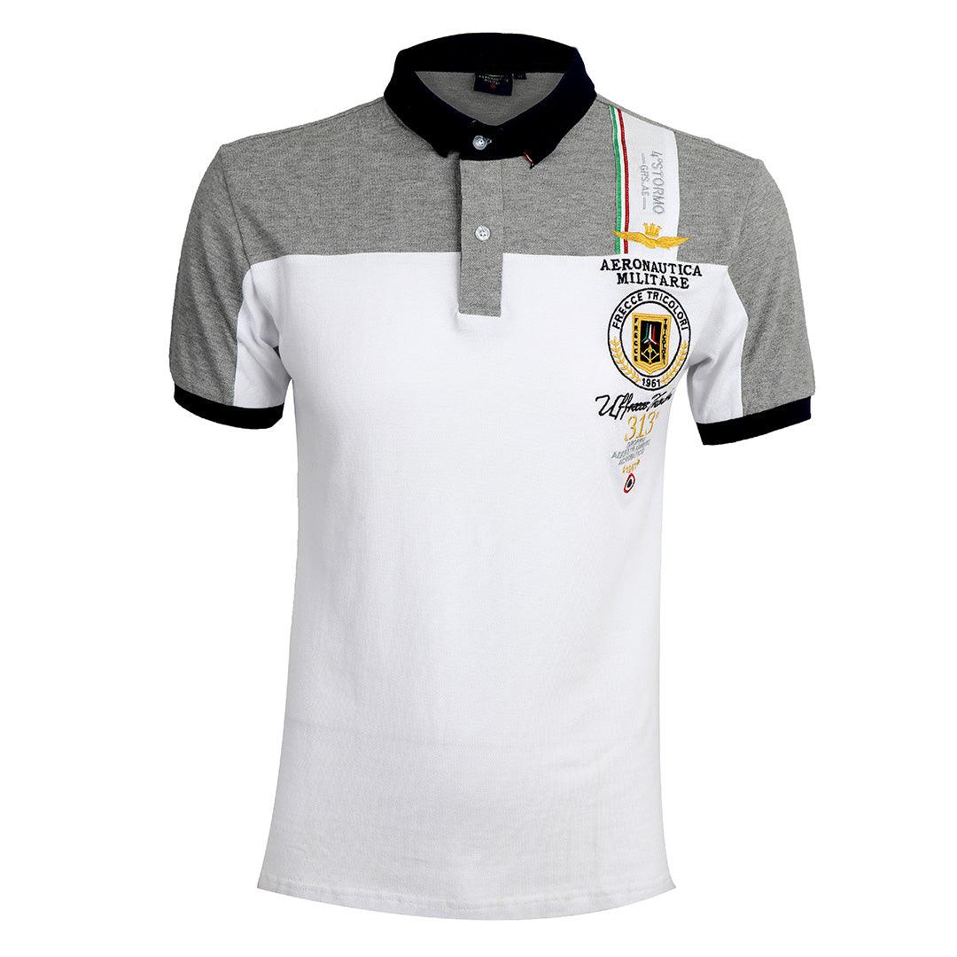 Aeronautica Millitare Frecce Tricolori Shortsleeve Polo White-Grey - Obeezi