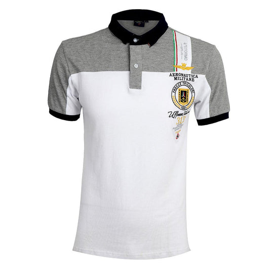 Aeronautica Millitare Frecce Tricolori Shortsleeve Polo White-Grey - Obeezi
