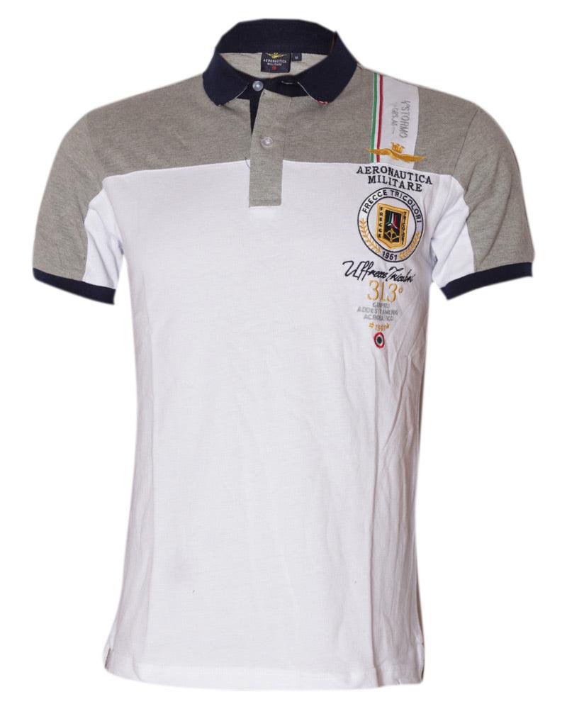 Aeronautica Millitare Frecce Tricolori Shortsleeve Polo White-Grey - Obeezi
