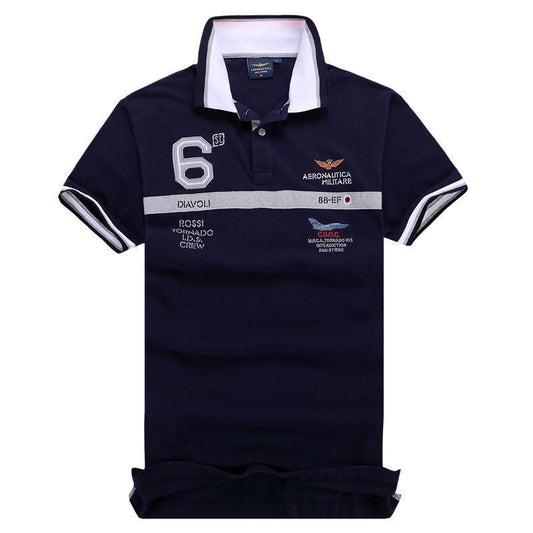 Aeronautica Millitare Rossi Tornado Navy Blue Shortsleeve Polo - Obeezi