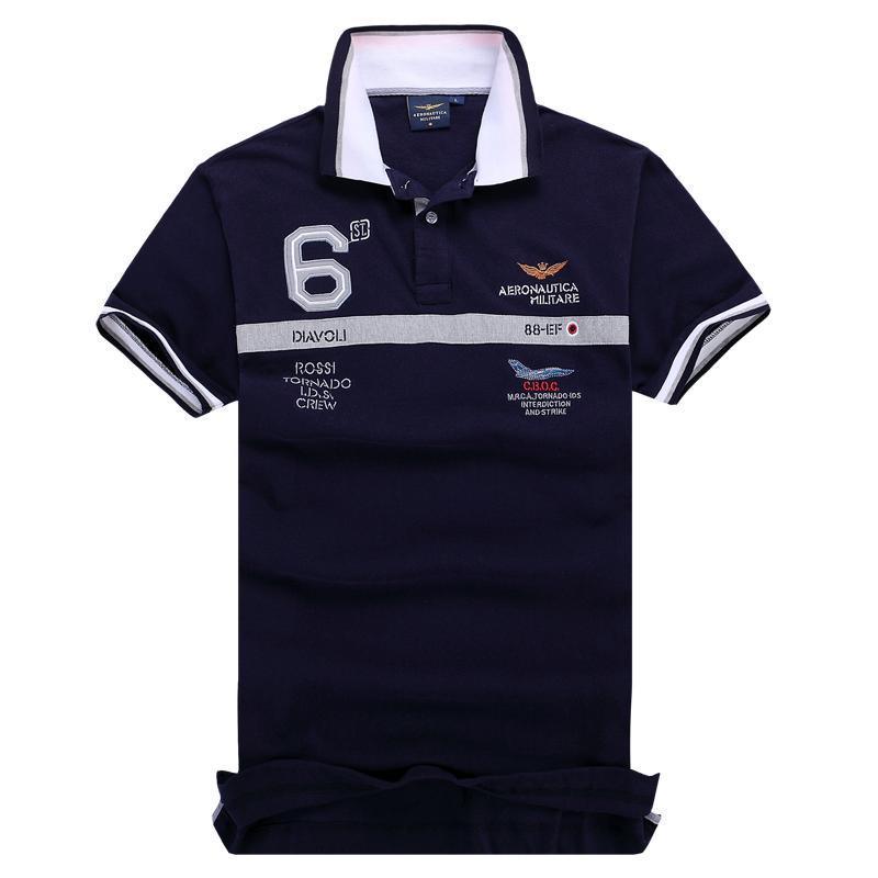 Aeronautica Millitare Rossi Tornado Navy Blue Shortsleeve Polo - Obeezi