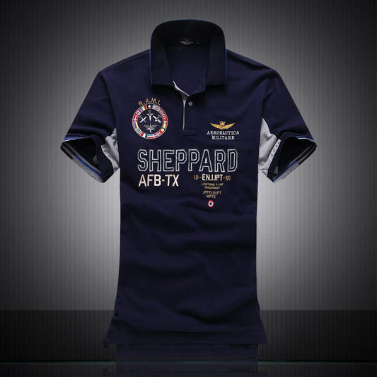 Aeronautica Sheppard Navy Blue Short Sleeve Polo - Obeezi
