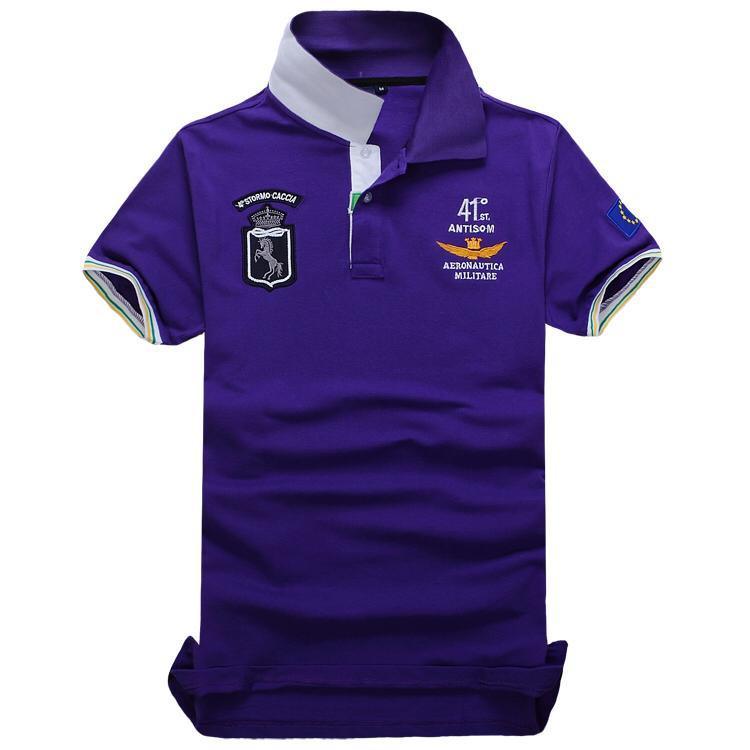 Aeronautica Stormo Caccia Short Sleeve Shirt Polo-Purple - Obeezi