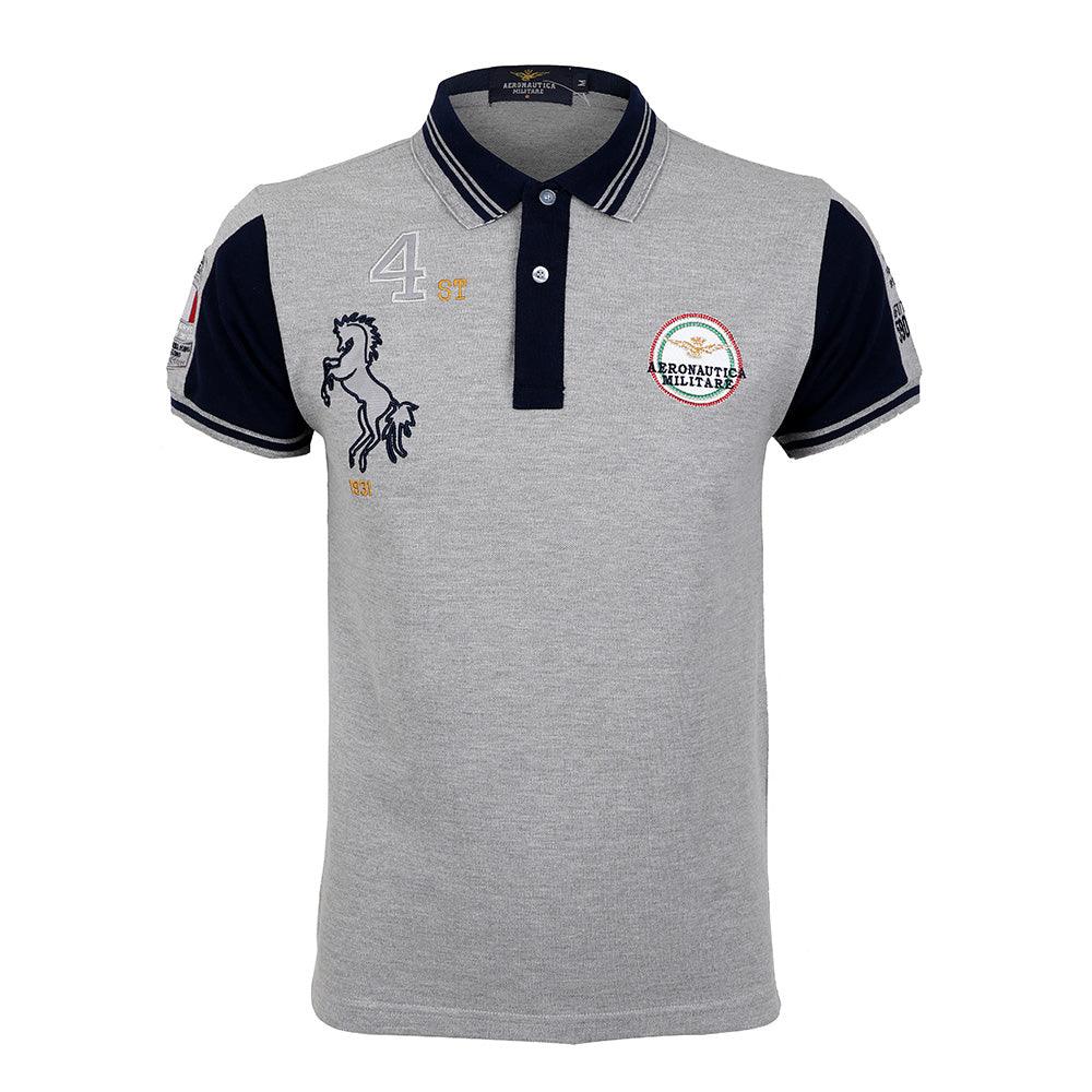 Aeronautical Militare Men Grey Short Sleeve Polo - Obeezi