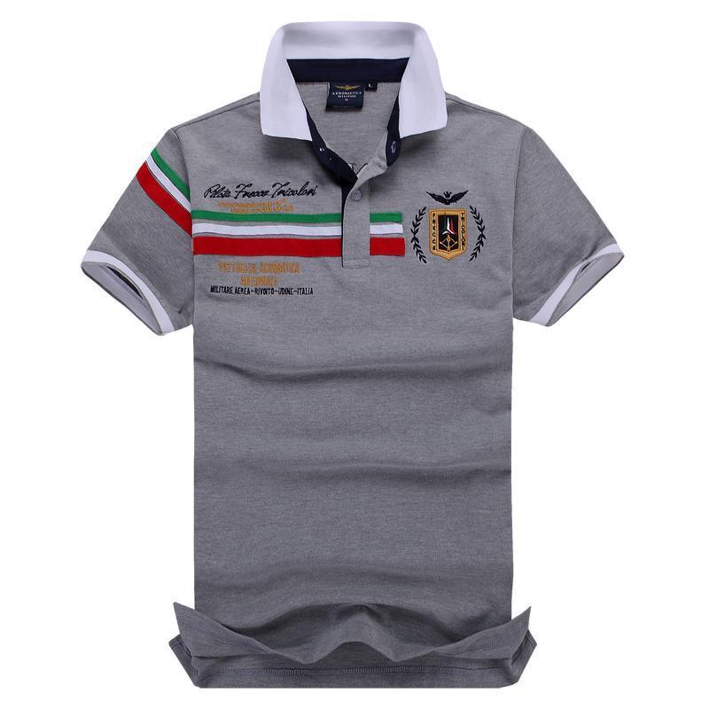 Aeronautical Polo Shirt Men's Boutique Embroidery Breathable-Ash - Obeezi