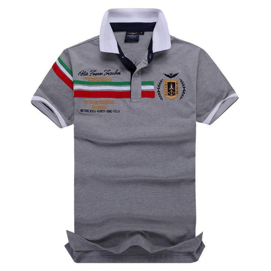 Aeronautical Polo Shirt Men's Boutique Embroidery Breathable-Ash - Obeezi