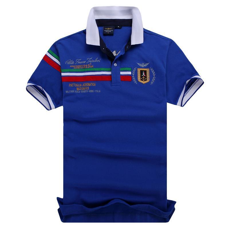 Aeronautical Polo Shirt Men's Boutique Embroidery Breathable-Blue - Obeezi