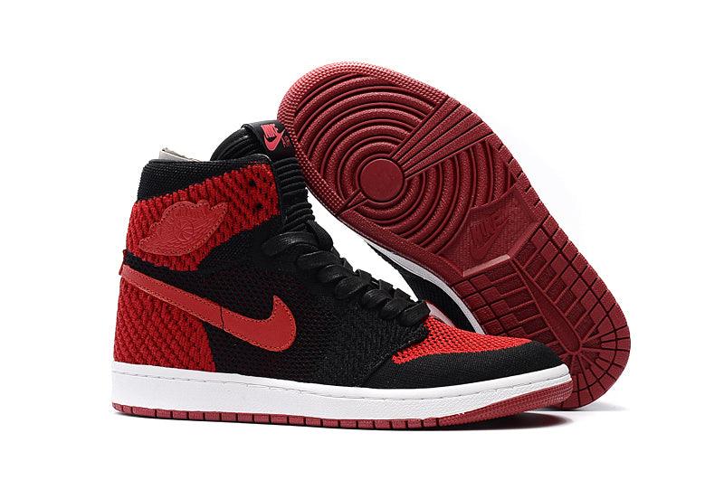 Air Jordan 1 Flyknit “Bred” Black/Varsity Red-White - Obeezi