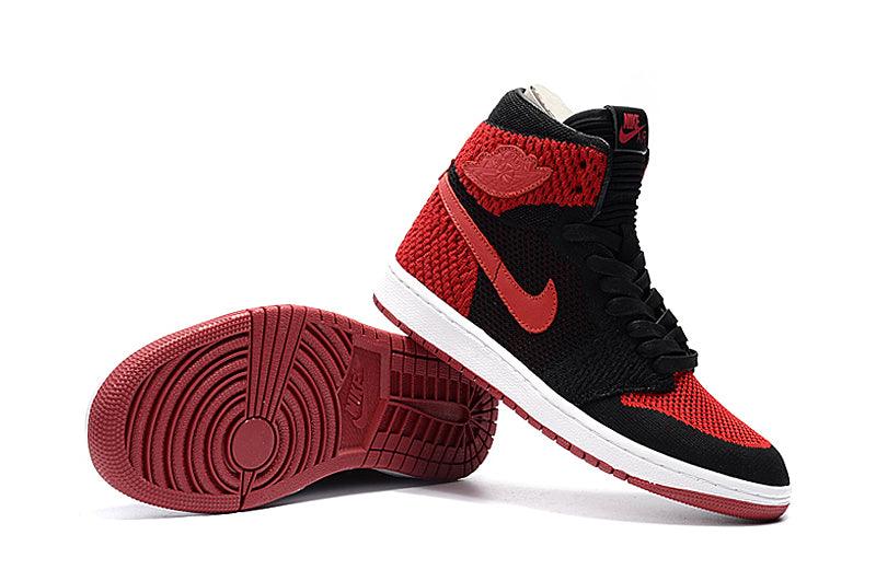 Air Jordan 1 Flyknit “Bred” Black/Varsity Red-White - Obeezi
