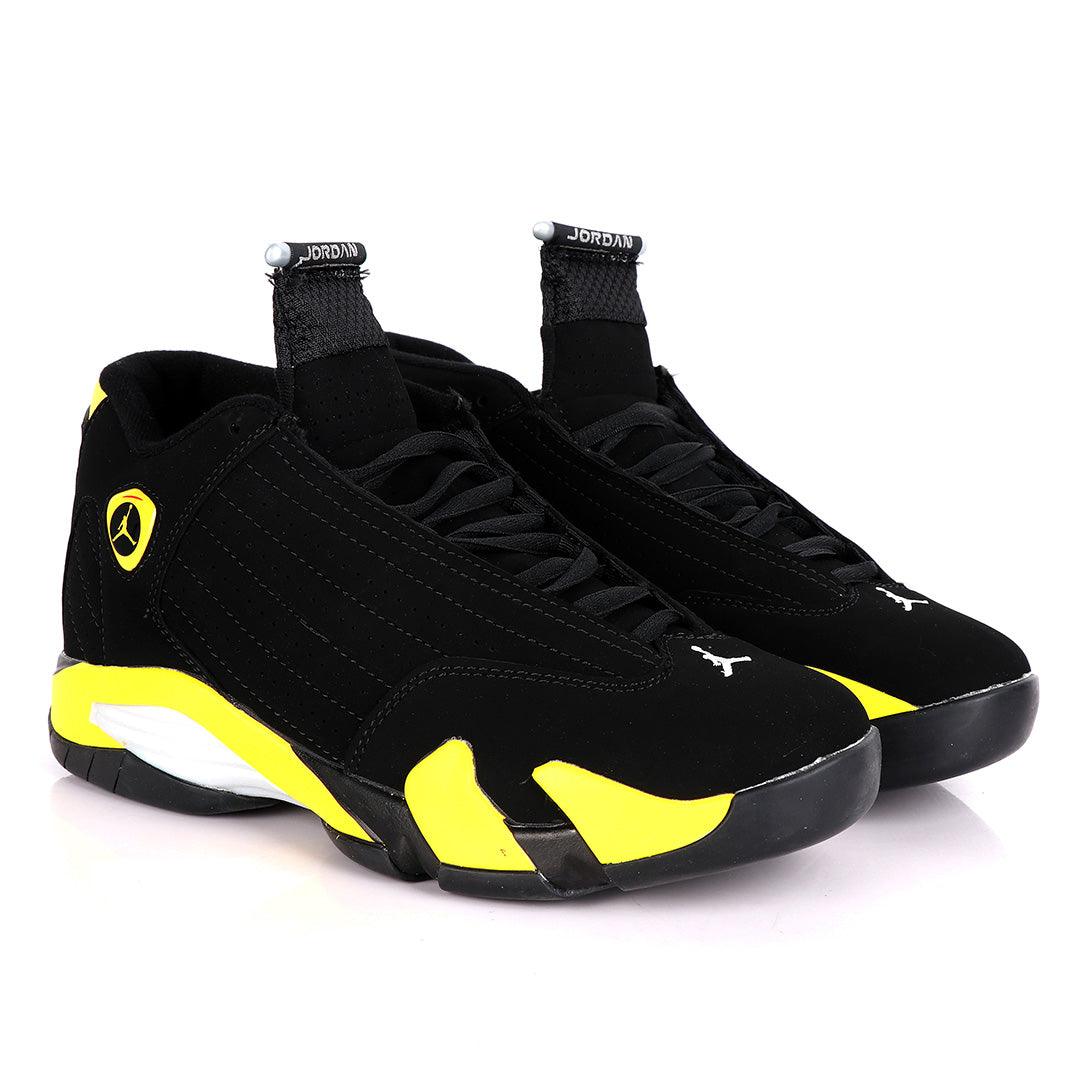 Air Jordan 14 Retro Black And Yellow Sneakers - Obeezi