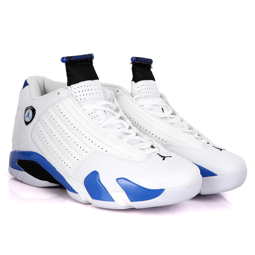Air Jordan 14 Retro White And Blue Sneakers - Obeezi