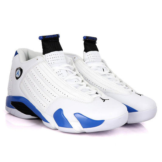 Air Jordan 14 Retro White And Blue Sneakers - Obeezi