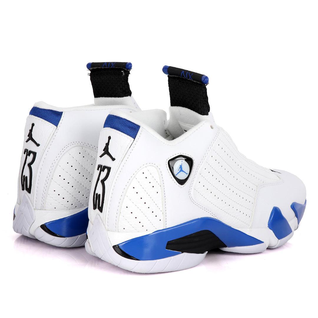 Air Jordan 14 Retro White And Blue Sneakers - Obeezi