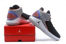 Air Jordan 32 Black Elephant Print/Blue-Orange Basketball Shoes - Obeezi