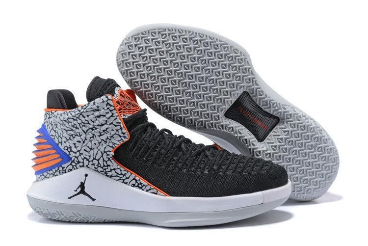 Air Jordan 32 Black Elephant Print/Blue-Orange Basketball Shoes - Obeezi