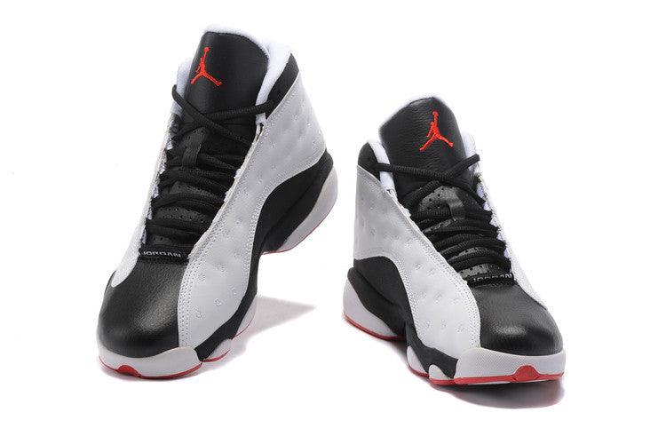 AJ 13 Retro Black and White Basketball Sneakers - Obeezi