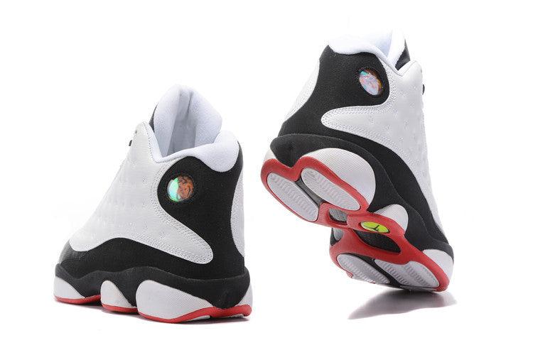 AJ 13 Retro Black and White Basketball Sneakers - Obeezi