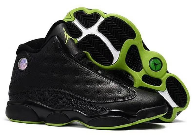 AJ 13 Retro Black Green Basketball Sneakers - Obeezi