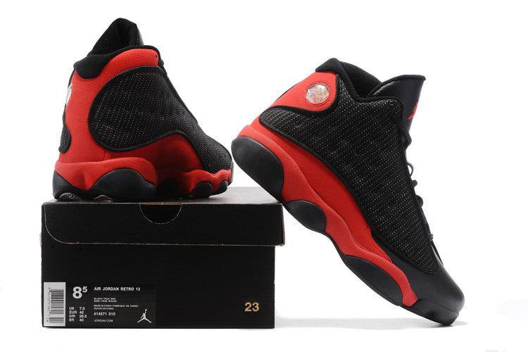 AJ 13 Retro Bred Black and Red Sneakers - Obeezi