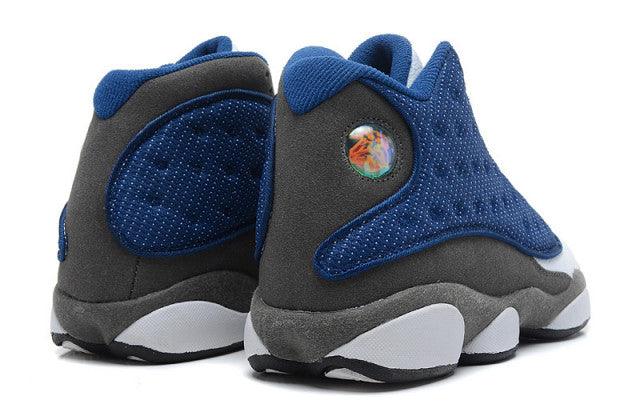 AJ 13 Retro Flint Navy Blue and White Sneakers - Obeezi