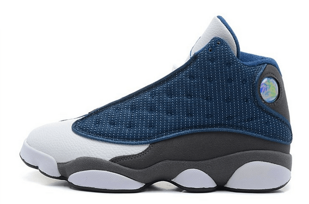 AJ 13 Retro Flint Navy Blue and White Sneakers - Obeezi
