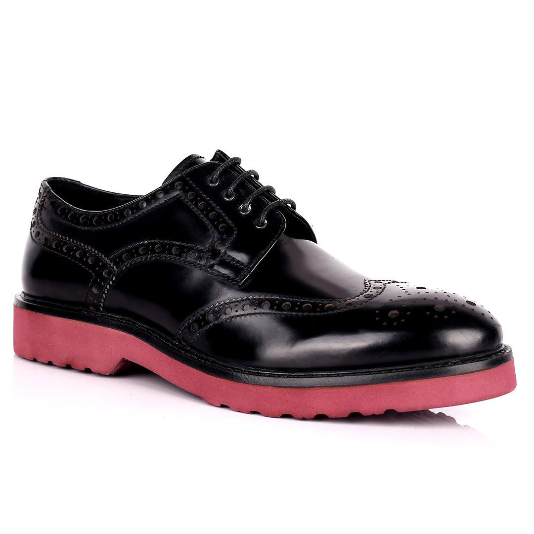 Alb Leather Perforated Designed Formal Shoes - Black - Obeezi.com