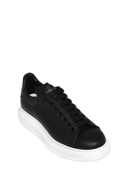 Alexander Mcqueen 45mm Leather Platform Black and White Sneakers - Obeezi
