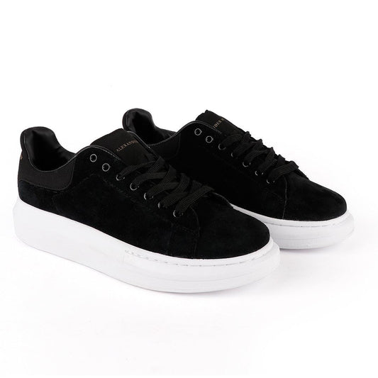 Alexander Mcqueen 45mm Suede Platform Black and White Sneakers - Obeezi