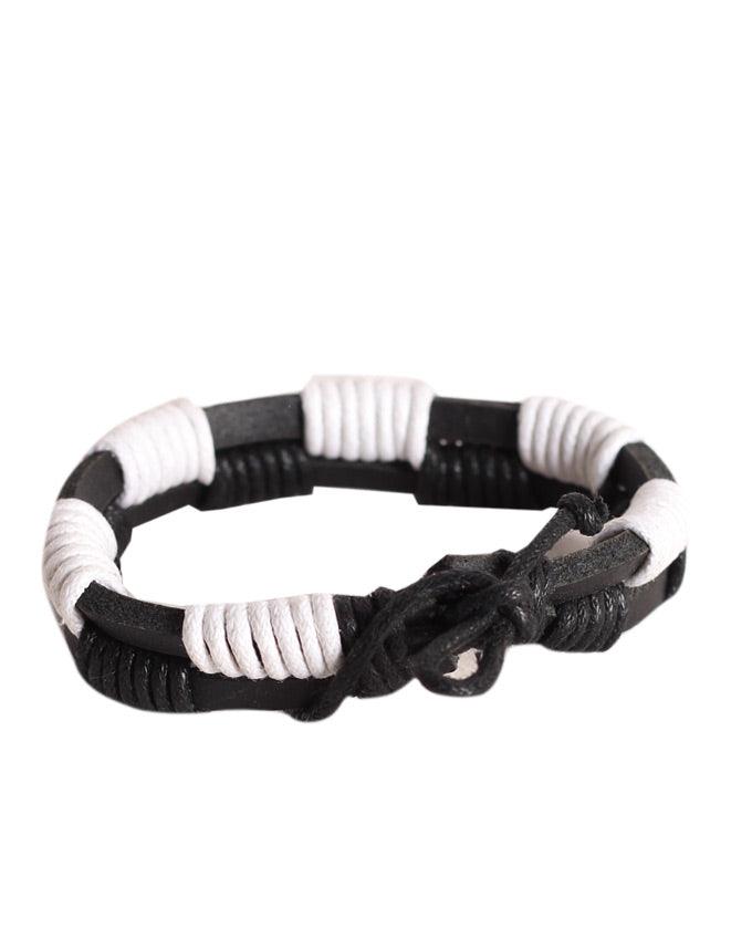 ALPHA MAN Men's Zebra double Thread-Woven Leather Bracelet - Obeezi.com