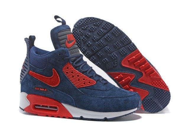 AM 90 Winter Sneakerboot Navy Blue Red - Obeezi