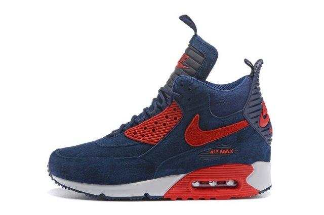 AM 90 Winter Sneakerboot Navy Blue Red - Obeezi