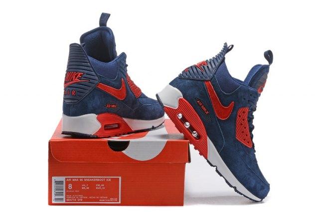 AM 90 Winter Sneakerboot Navy Blue Red - Obeezi
