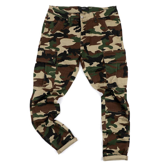 Ami Camouflage Print Cotton Cargo Jeans - Obeezi.com