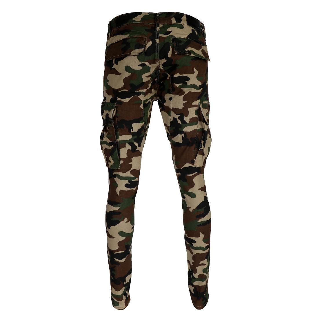 Ami Camouflage Print Cotton Cargo Jeans - Obeezi.com