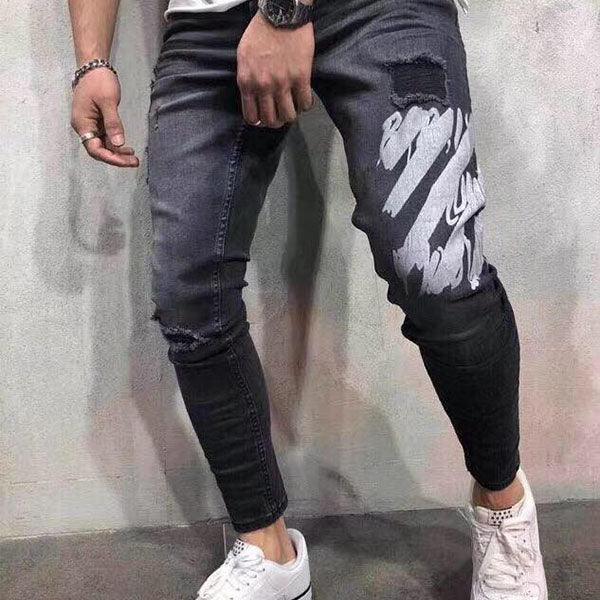 Amiri distressed Black White Side Stripped Jeans Trouser - Obeezi