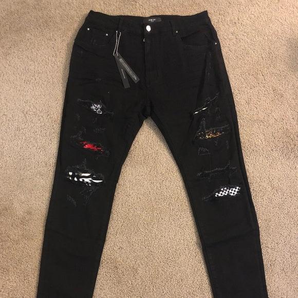 Amiri Men's Art Patch Poshmark Black Jean - Obeezi