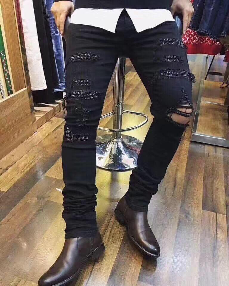 Amiri Ribbed Black Jeans Trouser - Obeezi