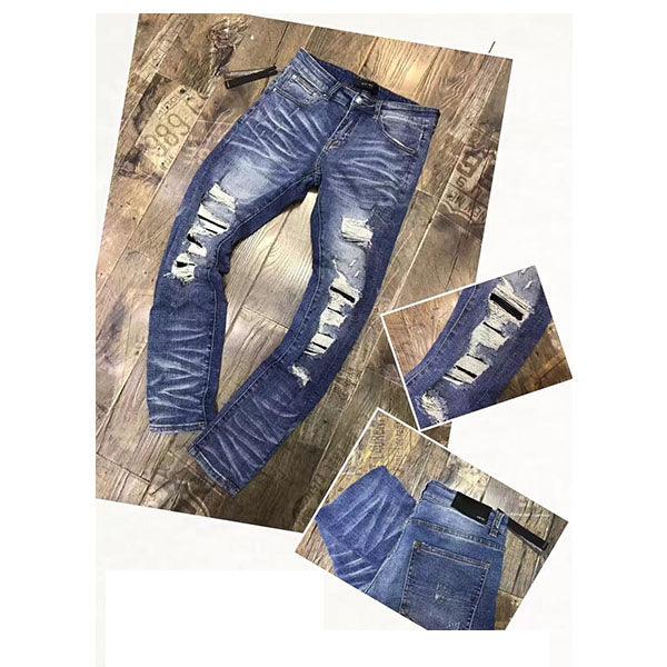 Amiri Straight-Fit Bleached Distressed Blue jeans Trousers - Obeezi
