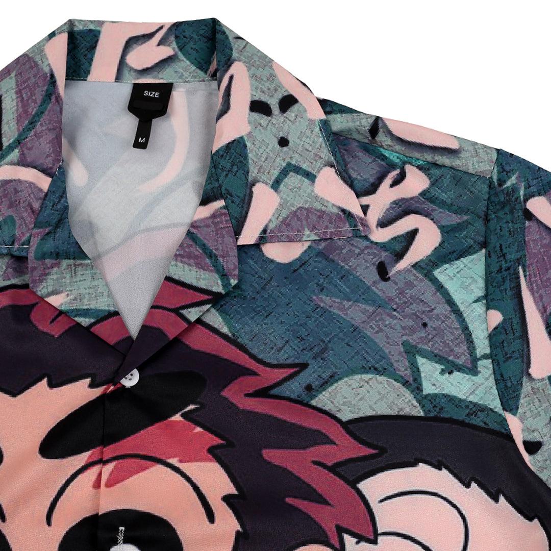 Animated Swordman Designed Green Aloha Shirt - Obeezi.com