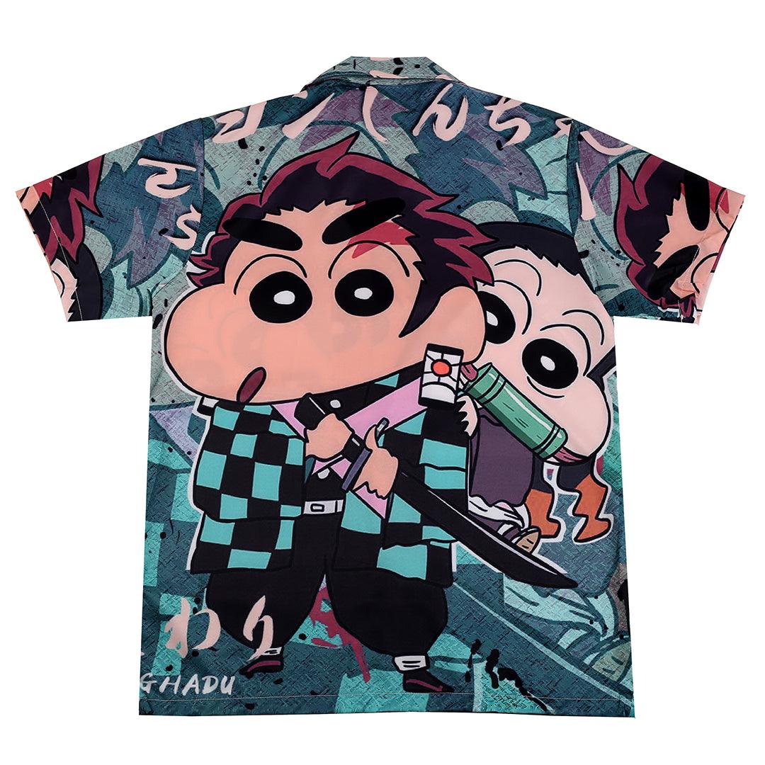 Animated Swordman Designed Green Aloha Shirt - Obeezi.com