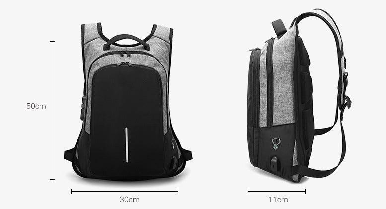 Anti-Theft College Backpack And Security Lock Black Bag - Obeezi.com