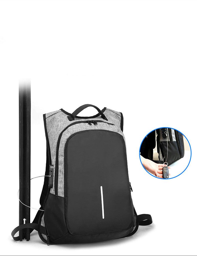 Anti-Theft College Backpack And Security Lock Grey Bag - Obeezi.com