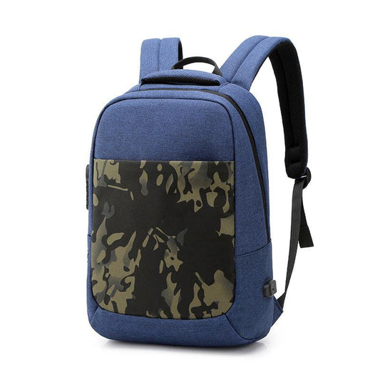 Anti Theft WaterProof Smart Camouflage BackPack with USB Port-Blue - Obeezi.com