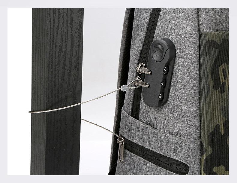 Anti Theft WaterProof Smart Camouflage BackPack with USB Port-Grey - Obeezi.com